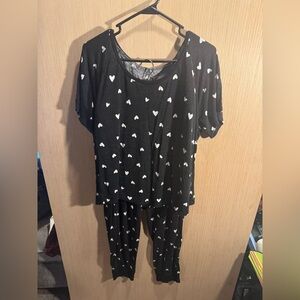 Honeydew Intimates Black and White Heart Pajama Set Size XXL